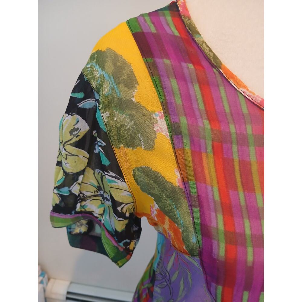 Sacred Threads Boho Patchwork Floral Tunic Top Sm… - image 2